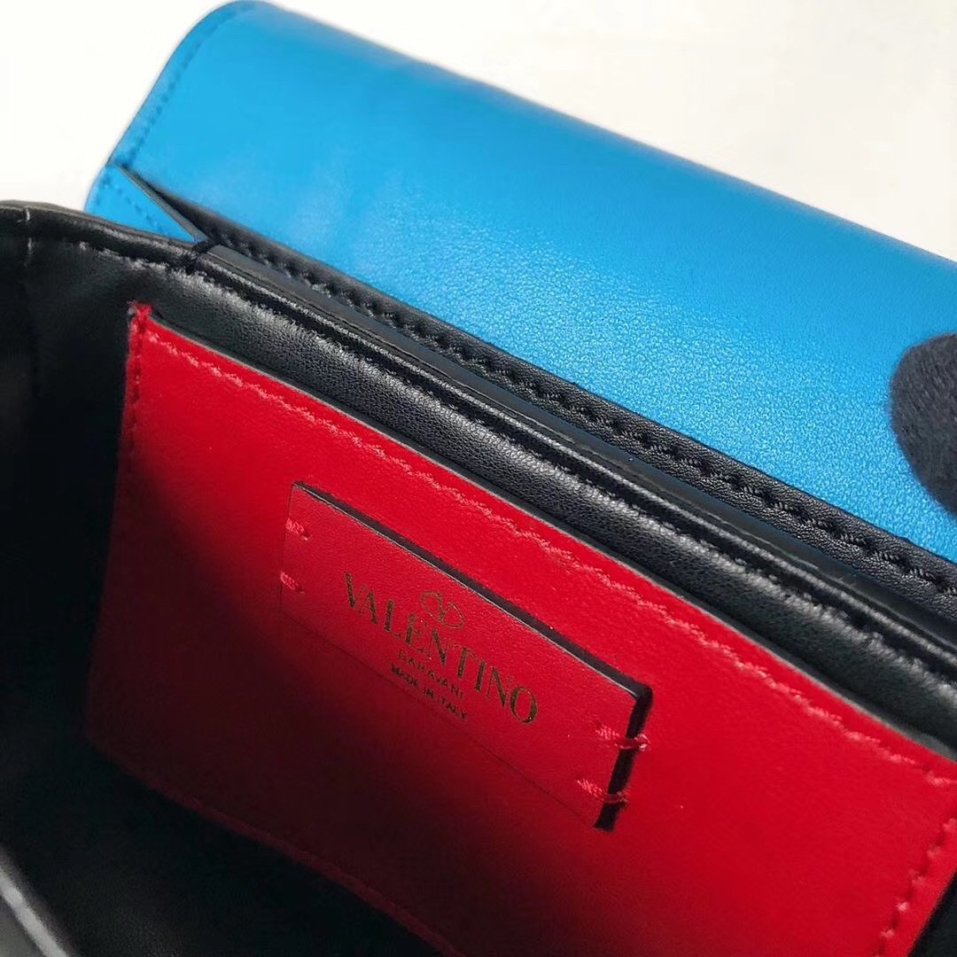 valentino small S*pervee crossbody bag in neon blue leather