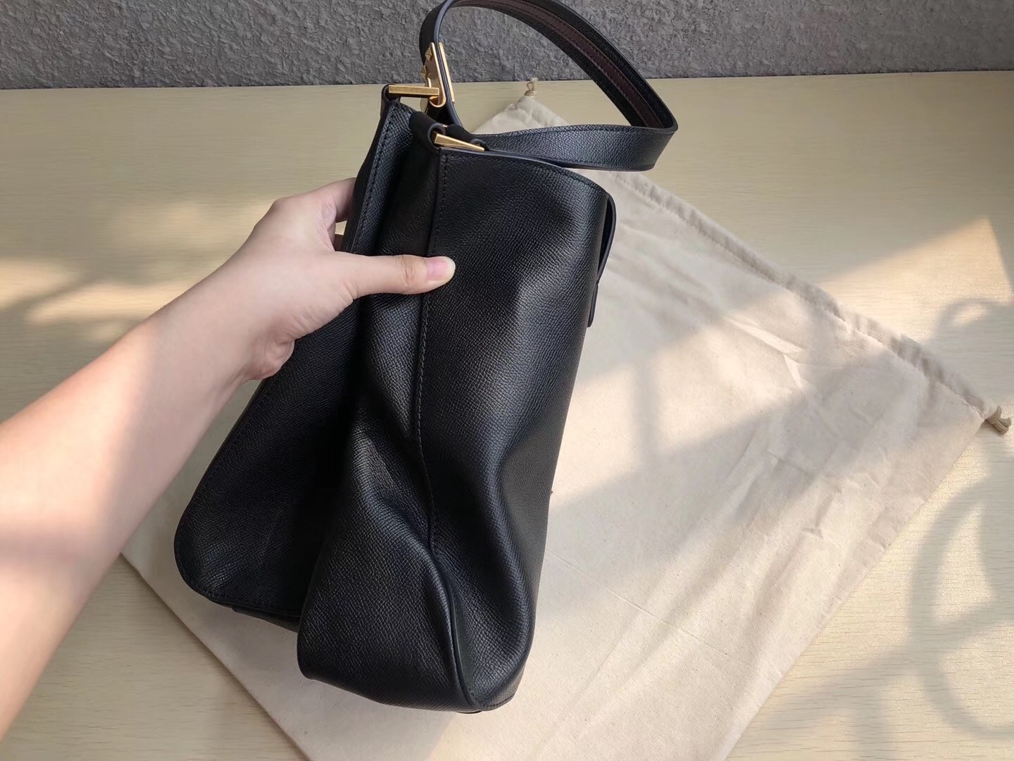 Valentino Vsling Hobo Bag In Black Grainy Calfskin