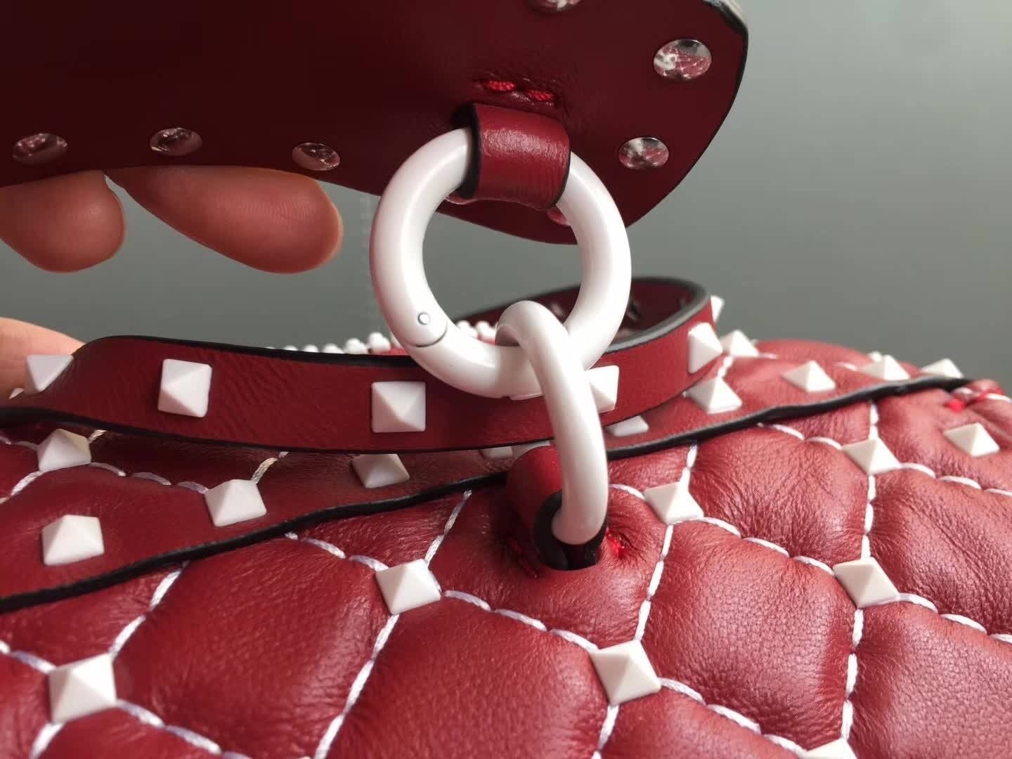 Valentino Garavani Red Free Rockstud Spike Duffle Bag