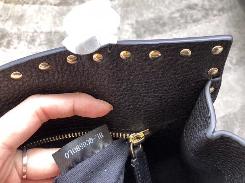 Valentino Black Small Rockstud Top Handle Bag