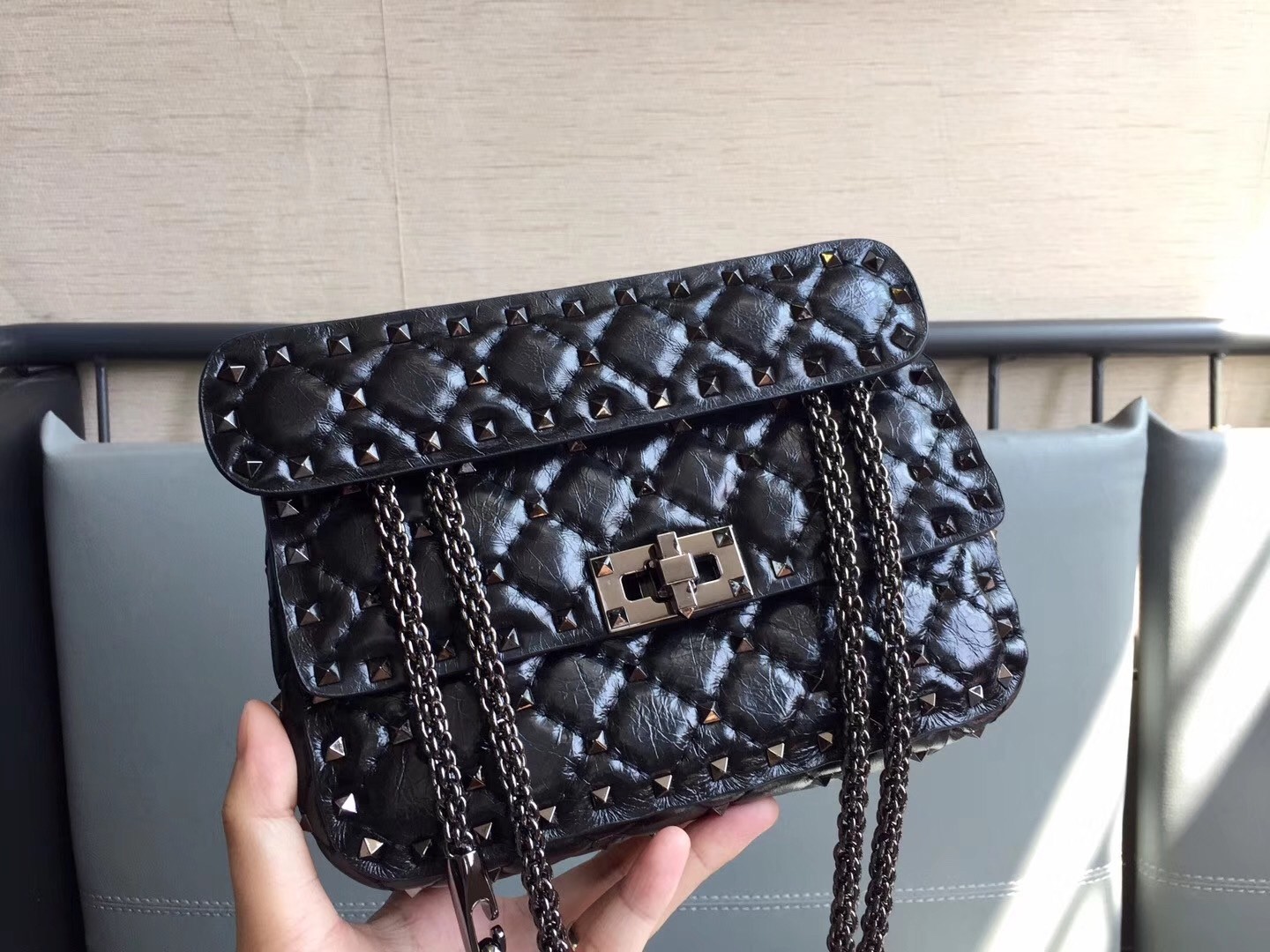 Valentino Rockstud Spike Small All Black Bag