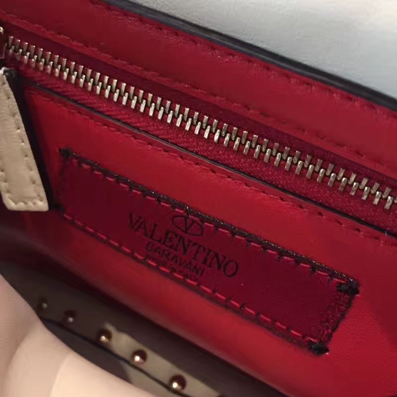 Valentino Medium Rockstud Spike Chain White Bag