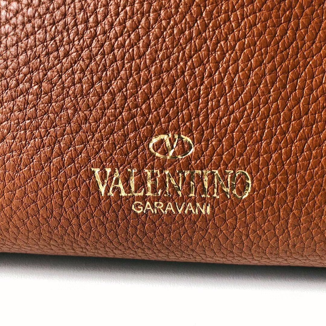 Valentino Small Rockstud Bucket Bag In Brown Calfskin