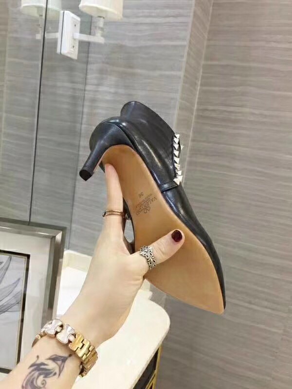 Valentino Black Rockstud Heeled Ankle Boots 85mm