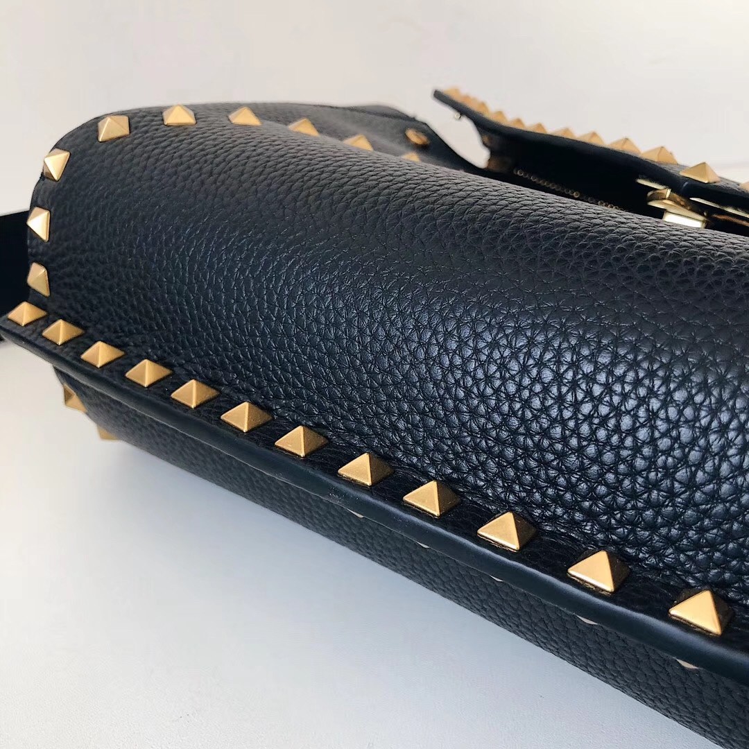 Valentino Rockstud Hype Bag In Black Grained Calfskin