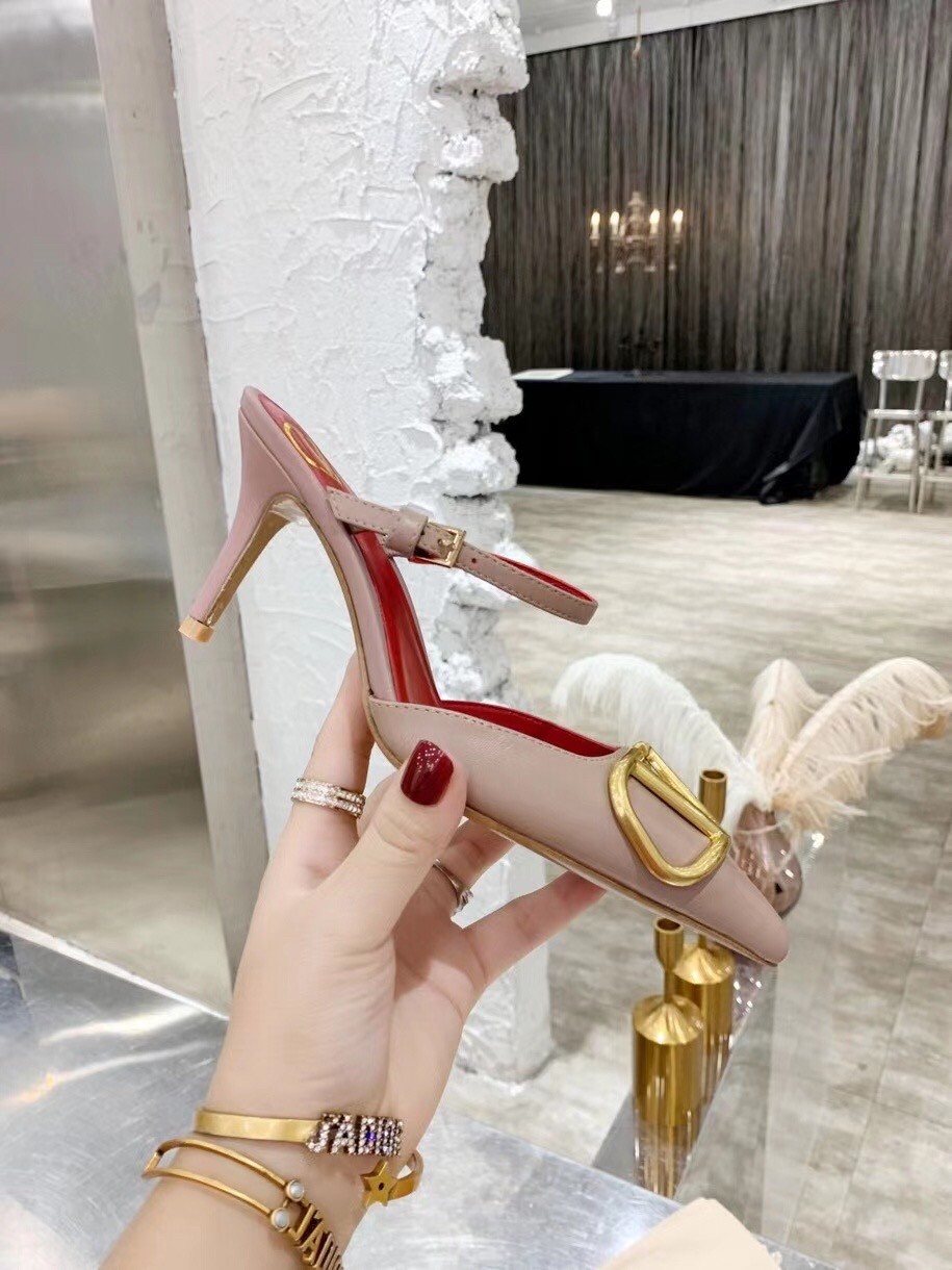 Valentino VLogo Mules 75mm In Poudre Lambskin