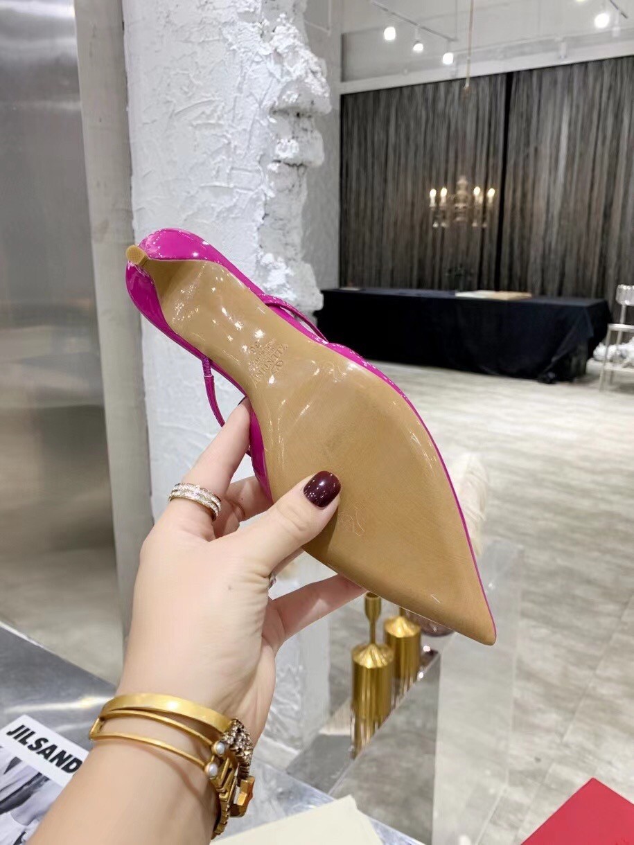 Valentino VLogo Mules 40mm In Rose Purple Patent Leather