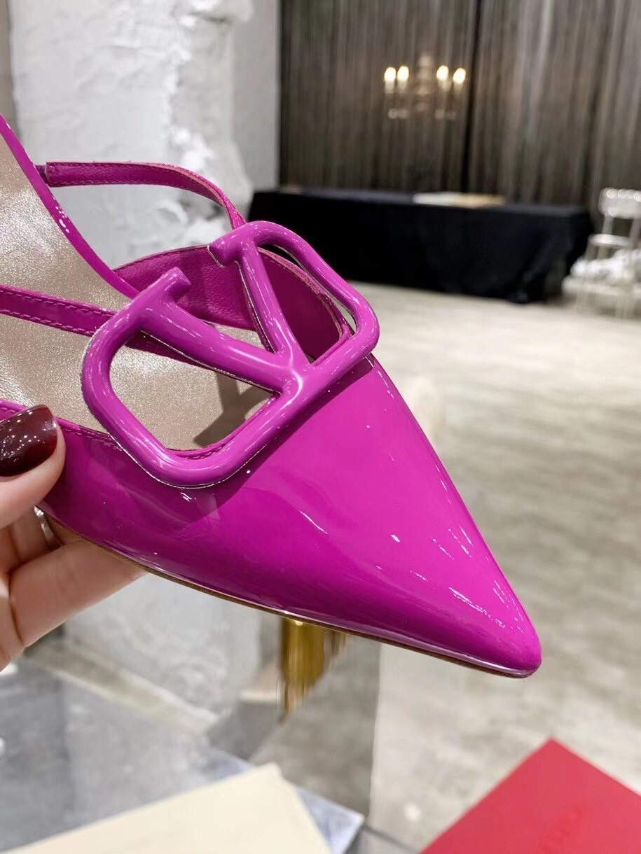 Valentino VLogo Mules 40mm In Rose Purple Patent Leather