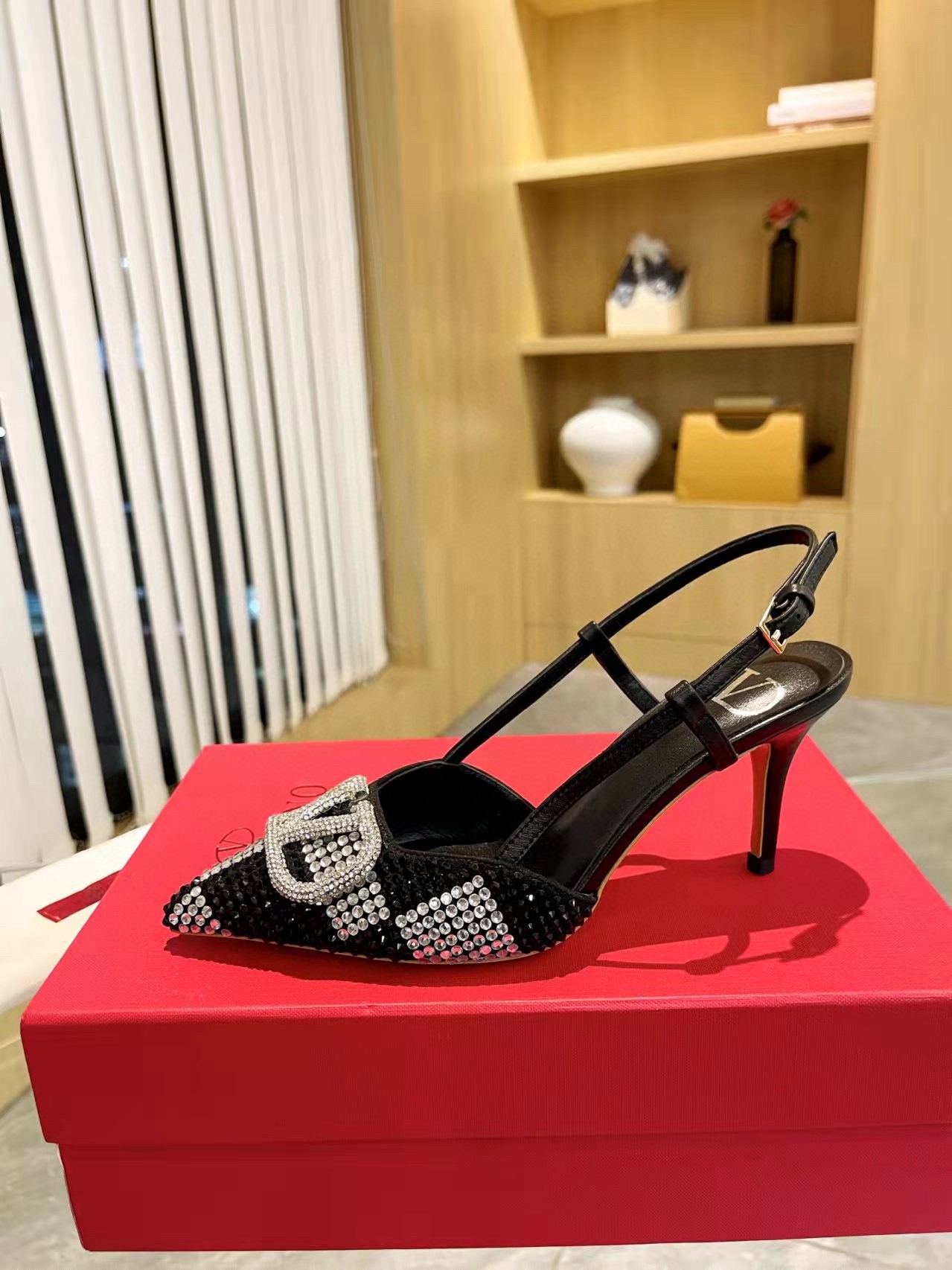 Valentino VLogo Signature Slingback Pumps 80mm with Crystal Chess