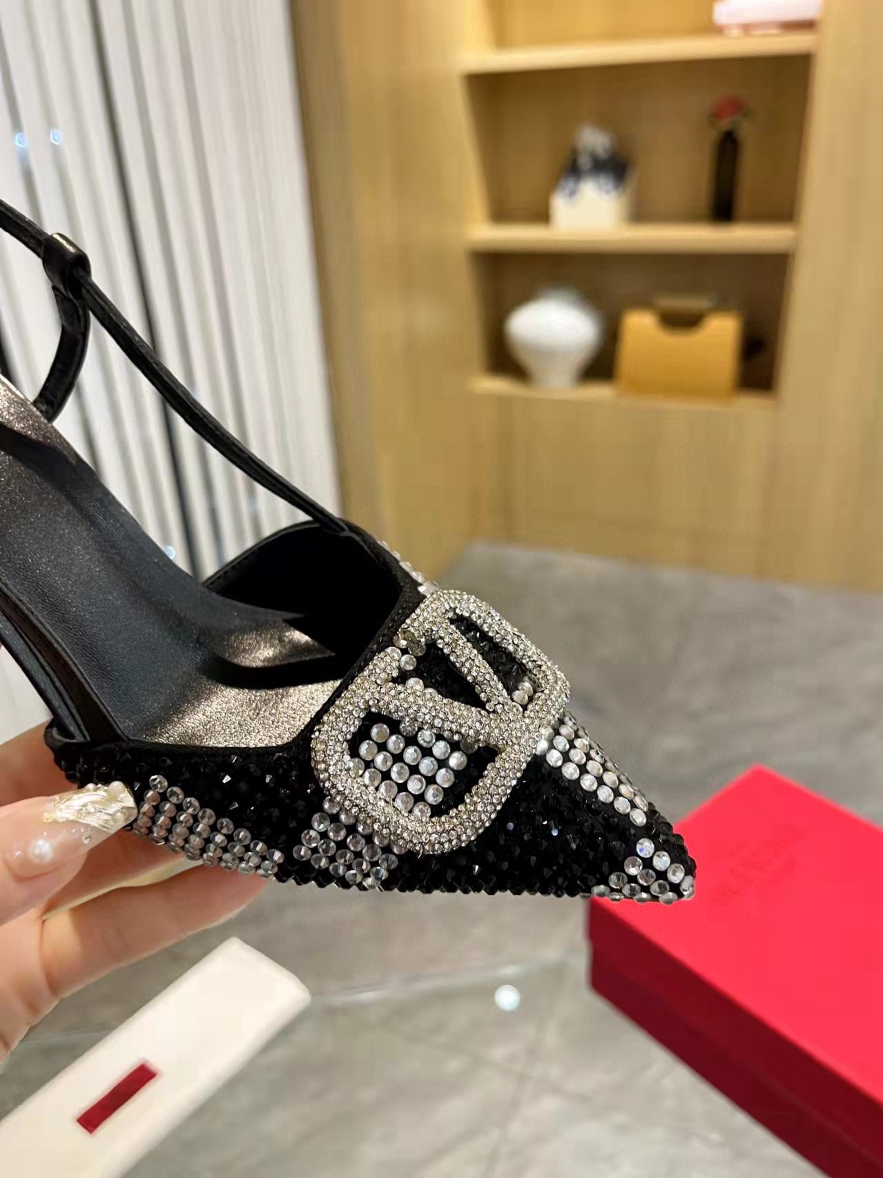 Valentino VLogo Signature Slingback Pumps 80mm with Crystal Chess
