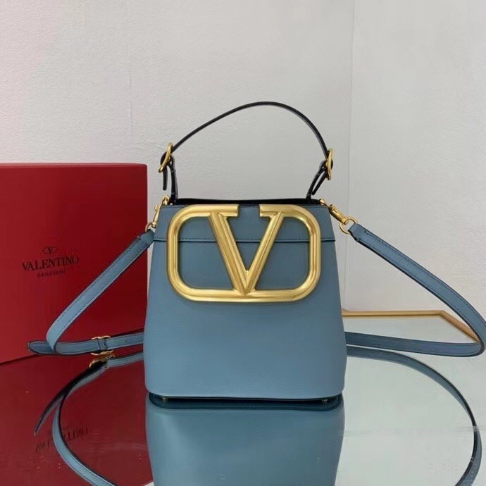 valentino S*pervee top handle bag in blue calfskin