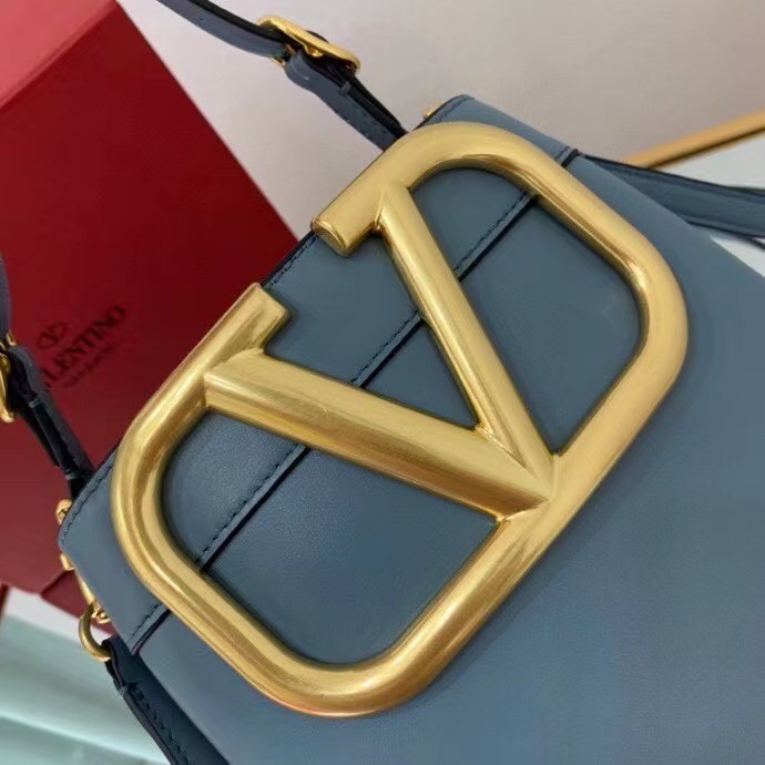 valentino S*pervee top handle bag in blue calfskin