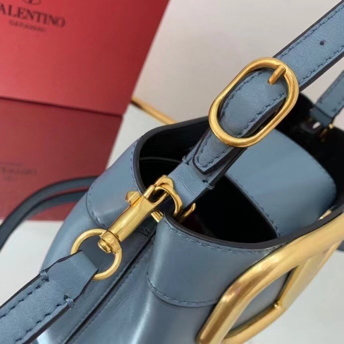 valentino S*pervee top handle bag in blue calfskin