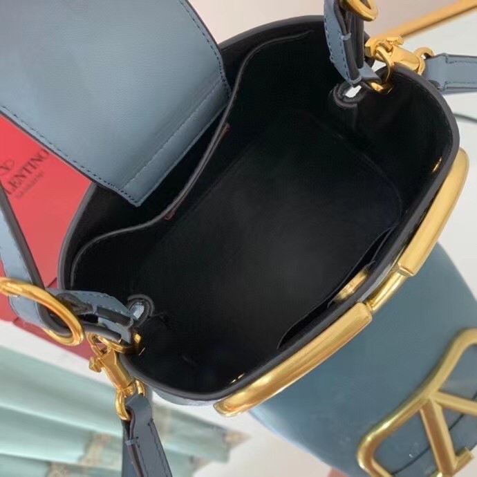 valentino S*pervee top handle bag in blue calfskin