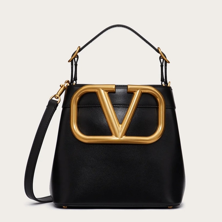 valentino S*pervee top handle bag in black calfskin