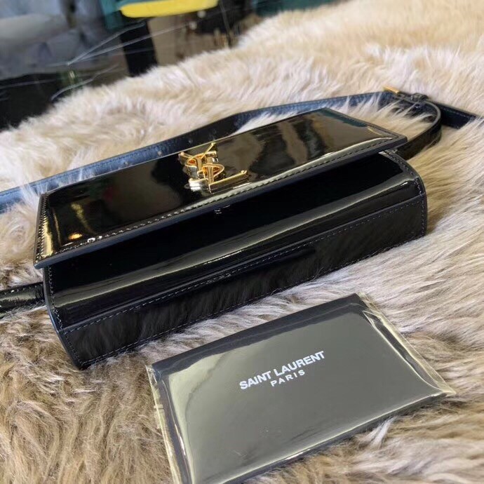 Sa**t Lau*nt black patent kate belt bag