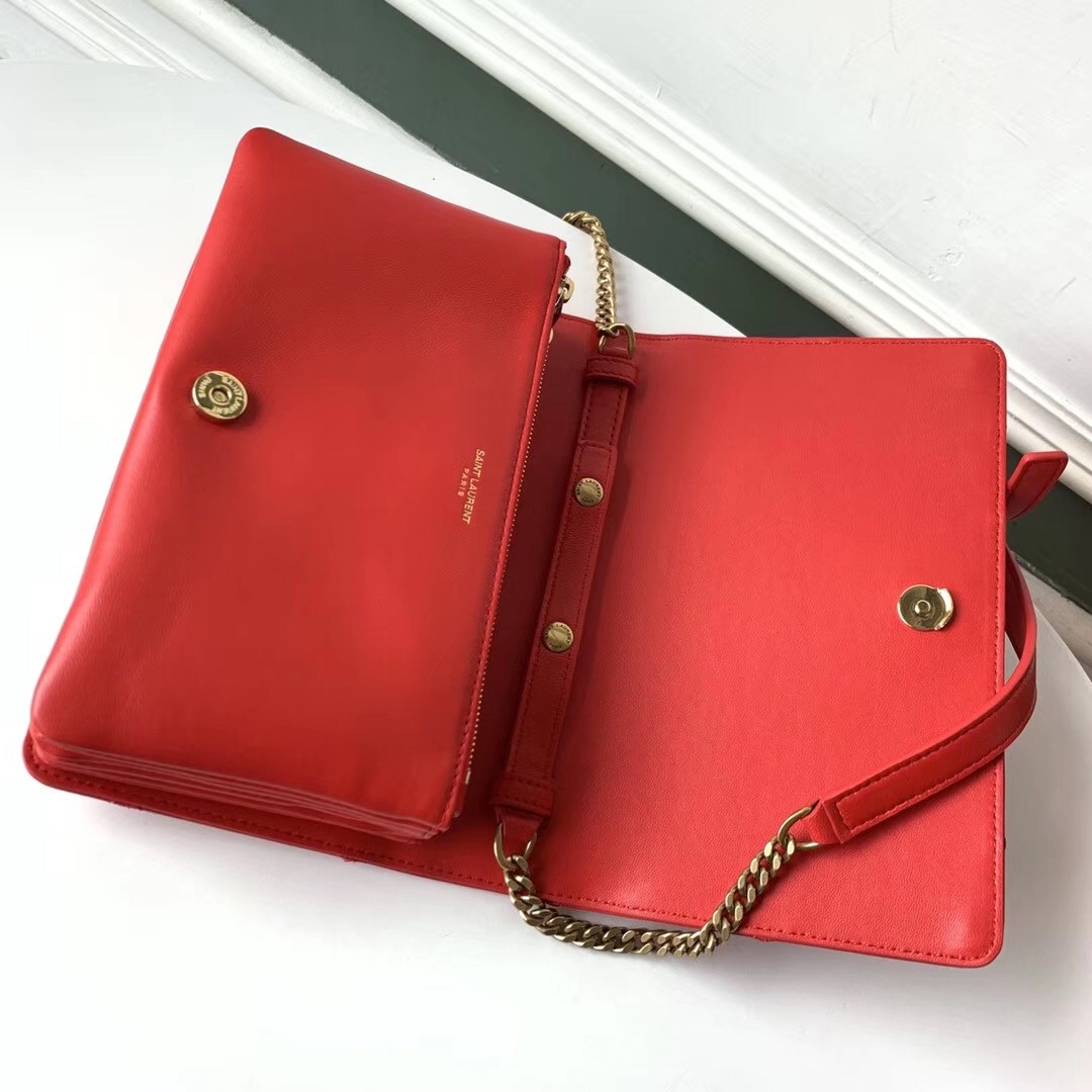 Sa**t Lau*nt angie chain bag in red diamond lambskin