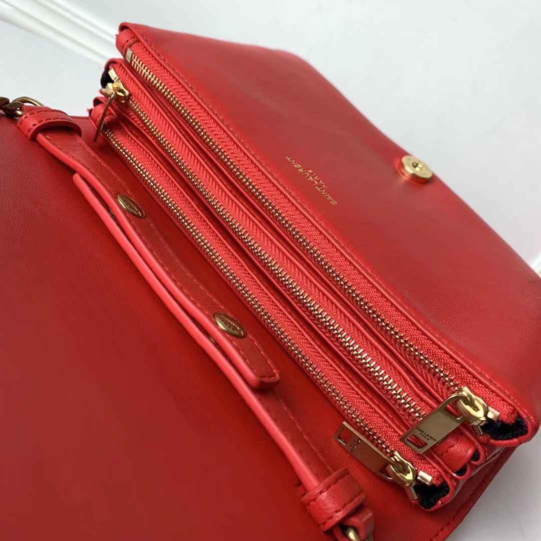 Sa**t Lau*nt angie chain bag in red diamond lambskin