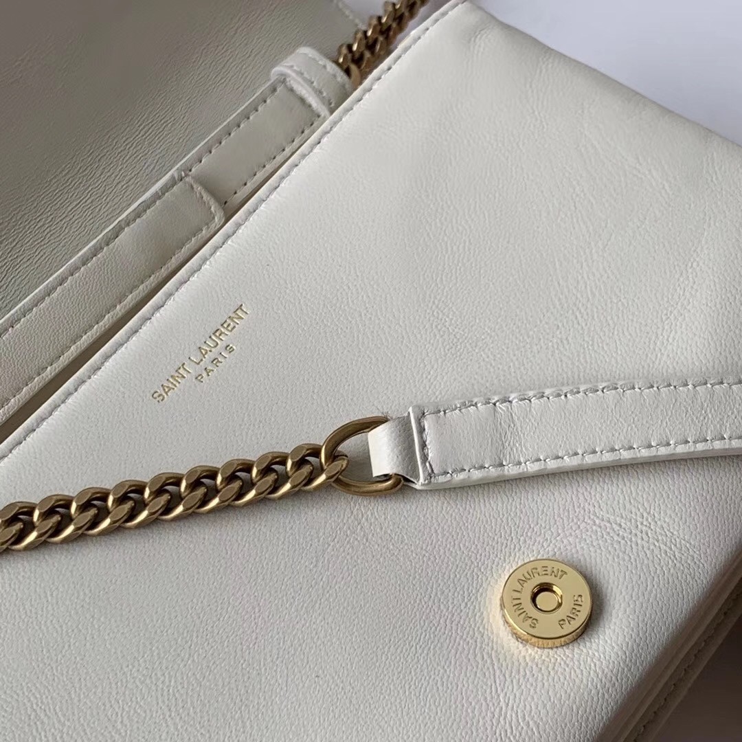 Sa**t Lau*nt angie chain bag in white diamond lambskin