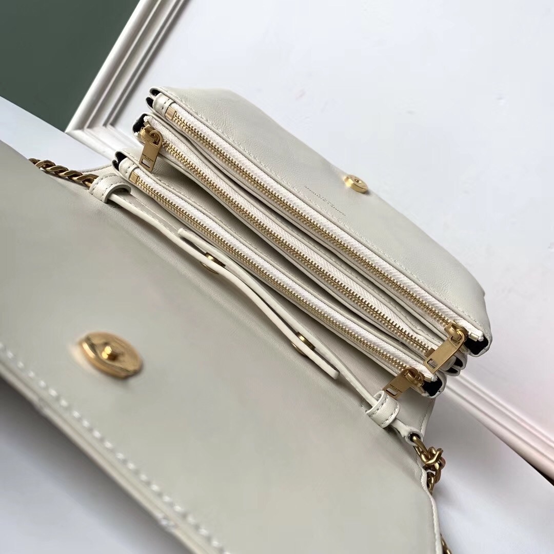Sa**t Lau*nt angie chain bag in white diamond lambskin