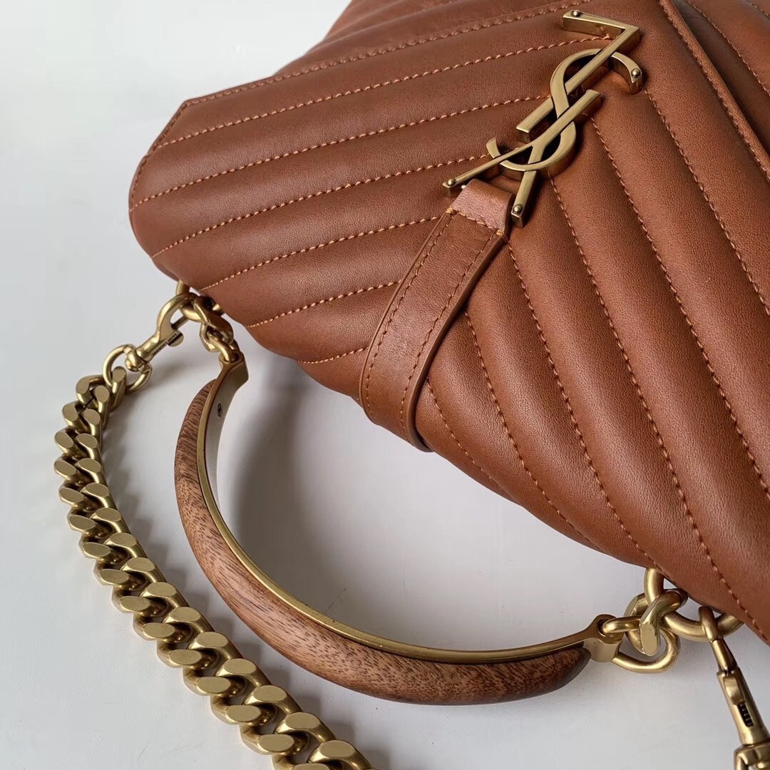 Sa**t Lau*nt college medium bag in brown matelasse leather