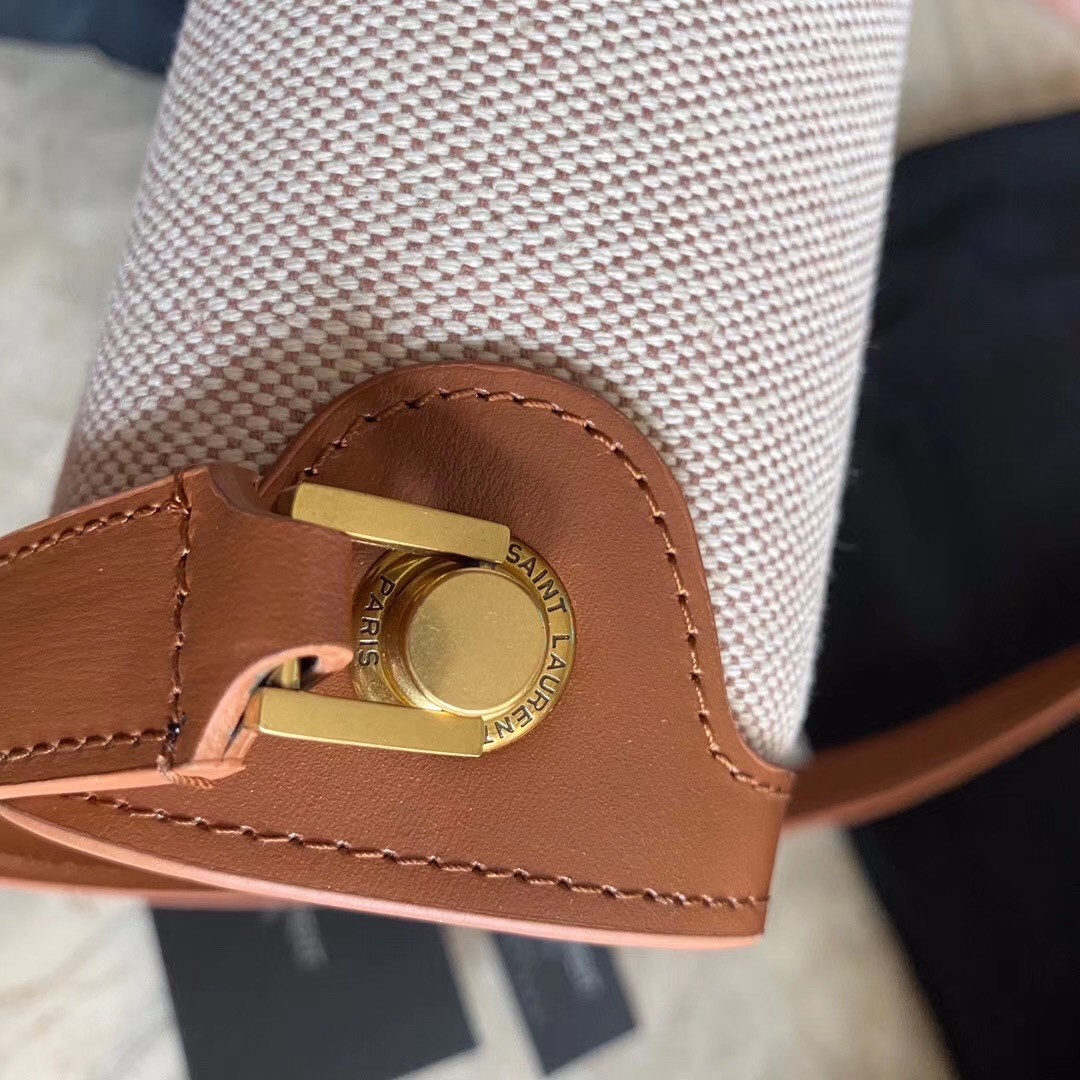 Sa**t Lau*nt carre satchel bag in beige canvas