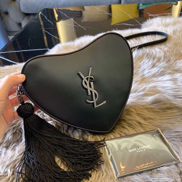 Sa**t Lau*nt black monogram heart cross body bag