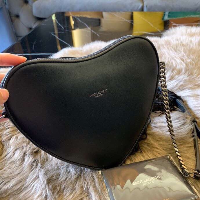 Sa**t Lau*nt black monogram heart cross body bag