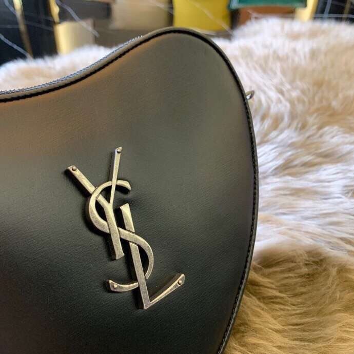 Sa**t Lau*nt black monogram heart cross body bag