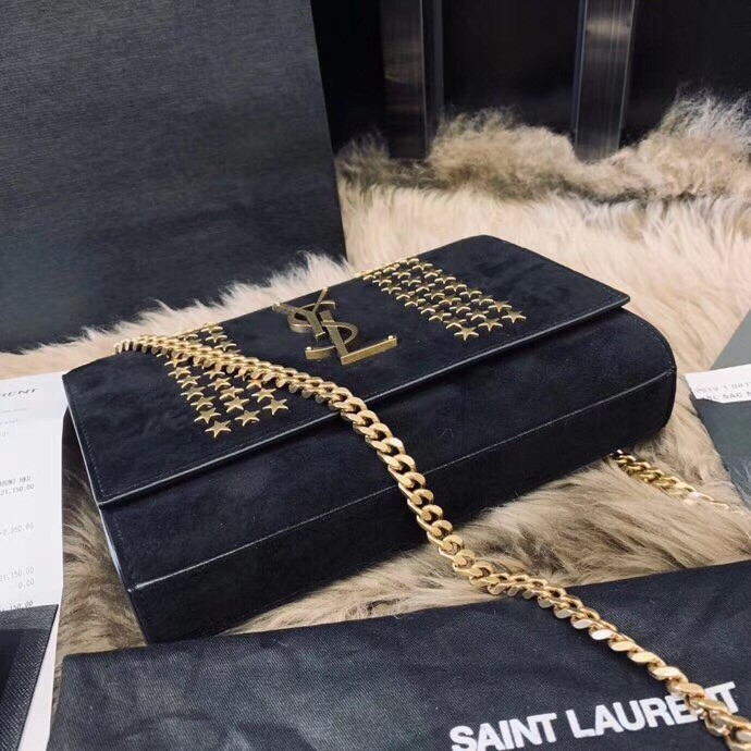 Sa**t Lau*nt kate small bag in black suede with star studs