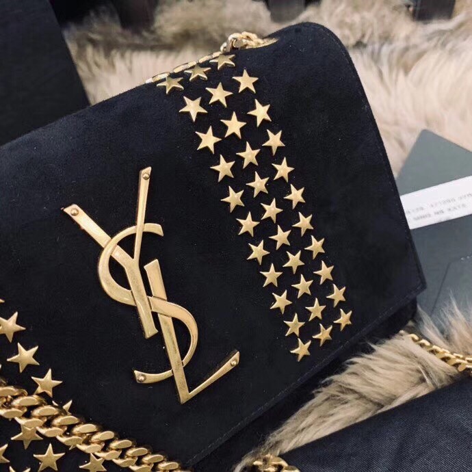 Sa**t Lau*nt kate small bag in black suede with star studs