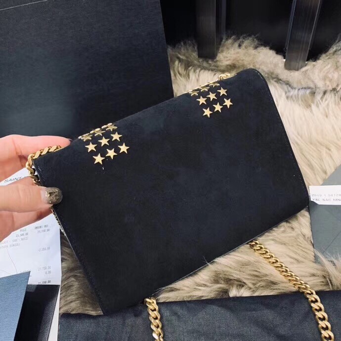 Sa**t Lau*nt kate small bag in black suede with star studs