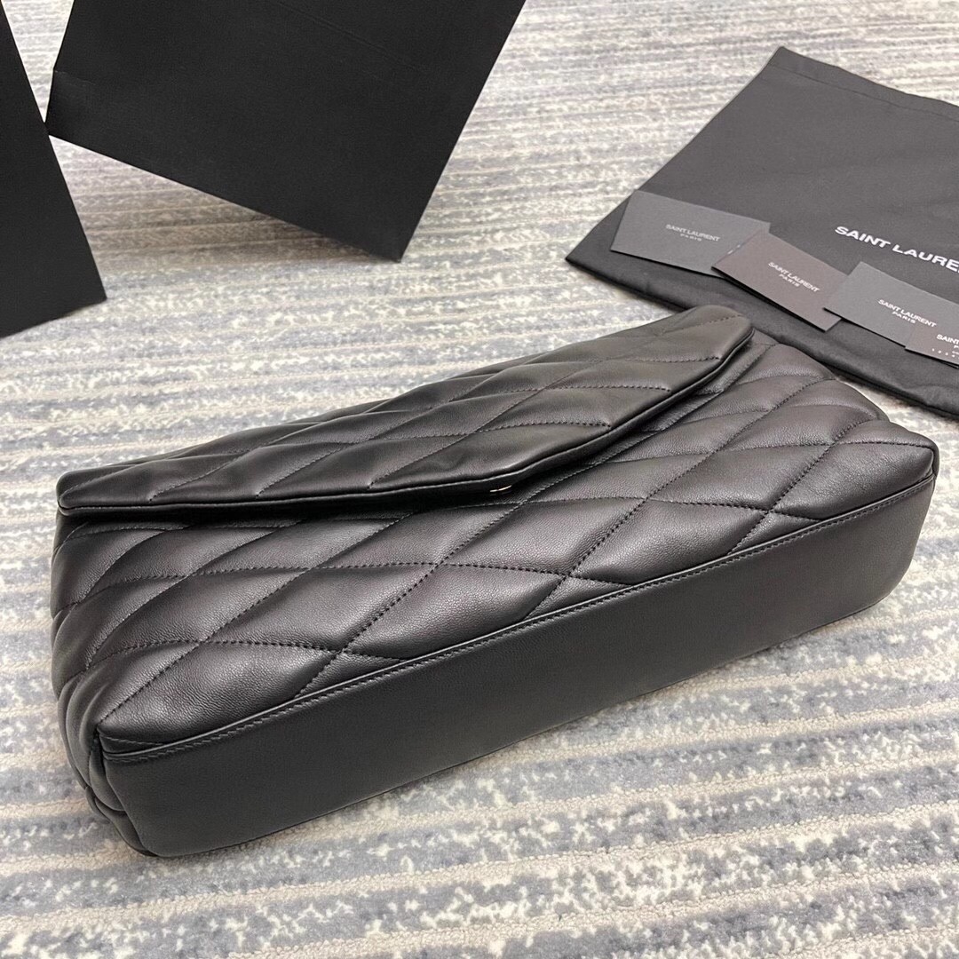 Sa**t Lau*nt sade puffer envelope clutch in black lambskin