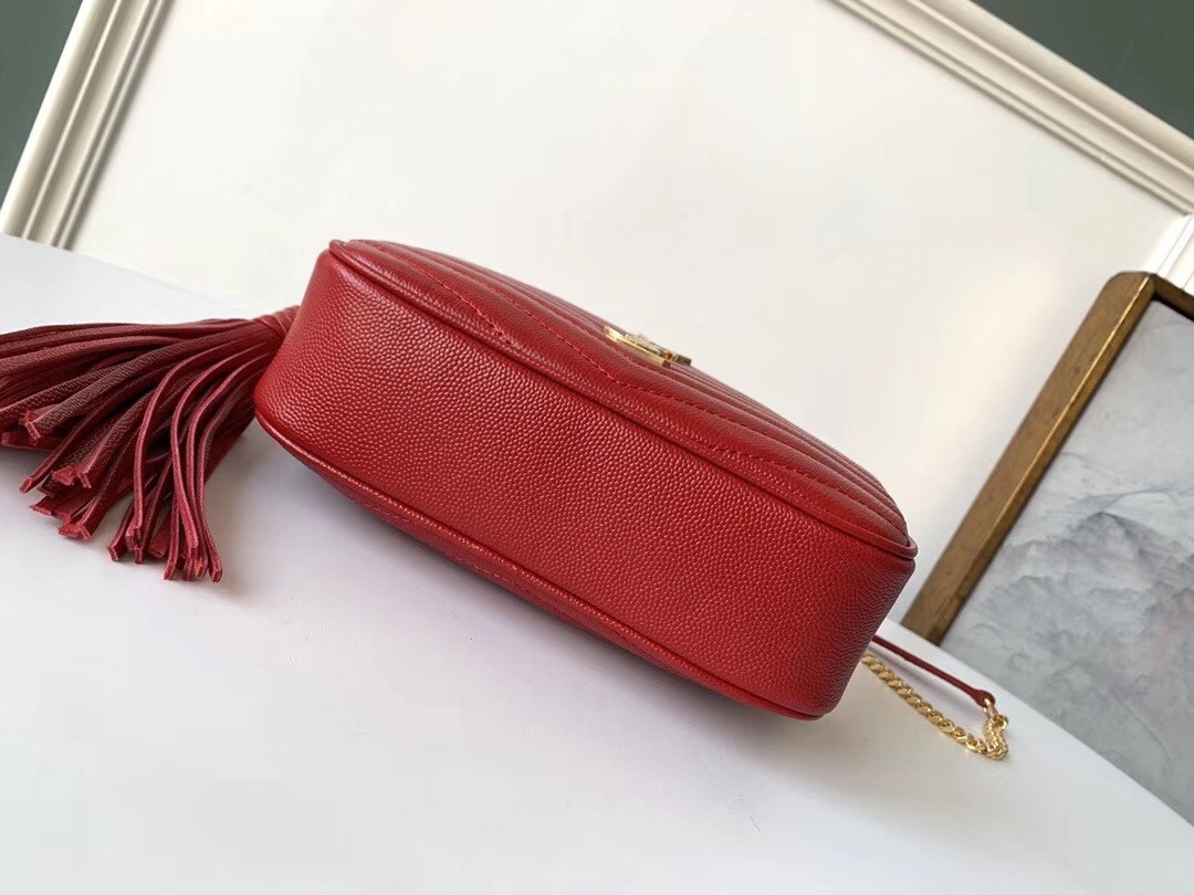 Sa**t Lau*nt lou mini bag in red grained leather
