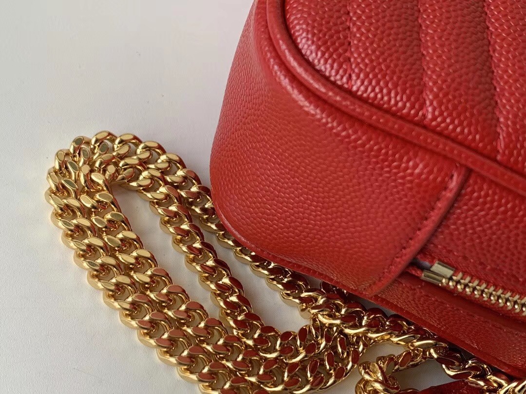 Sa**t Lau*nt lou mini bag in red grained leather