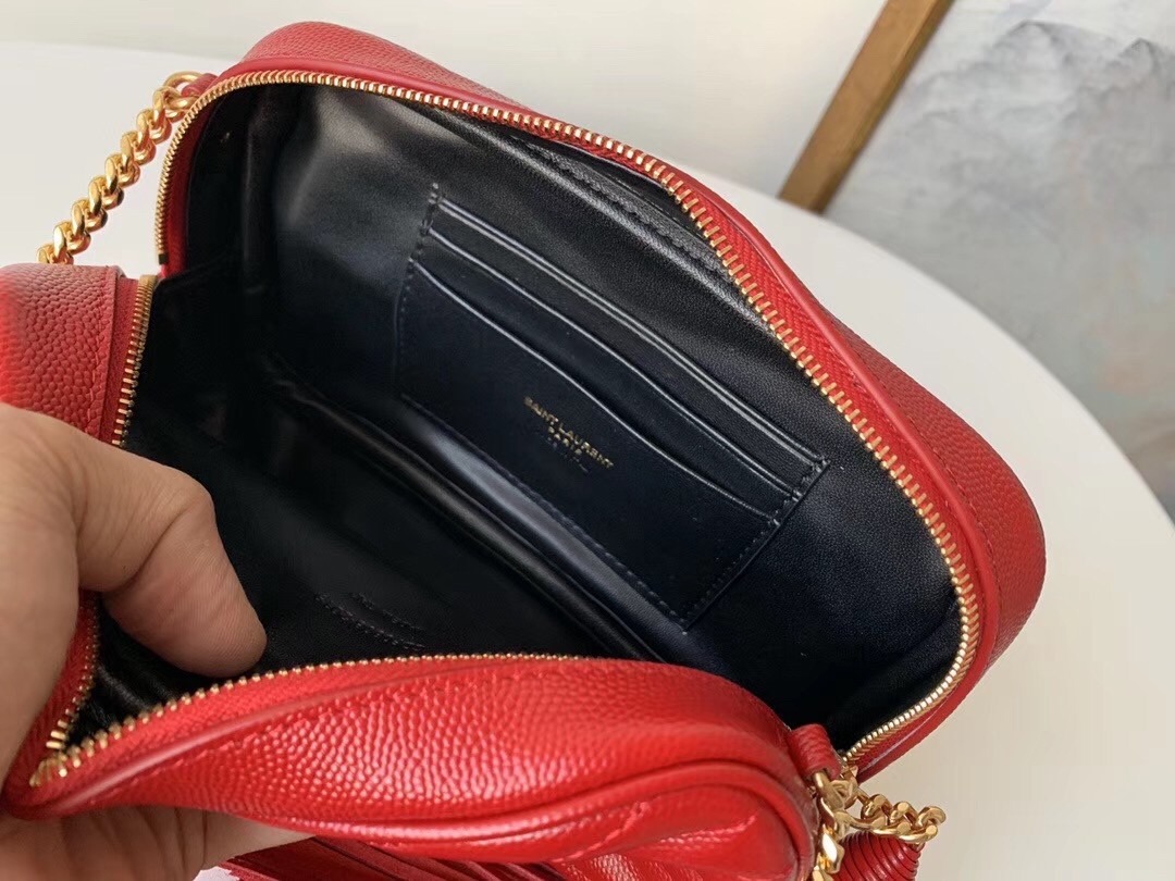 Sa**t Lau*nt lou mini bag in red grained leather