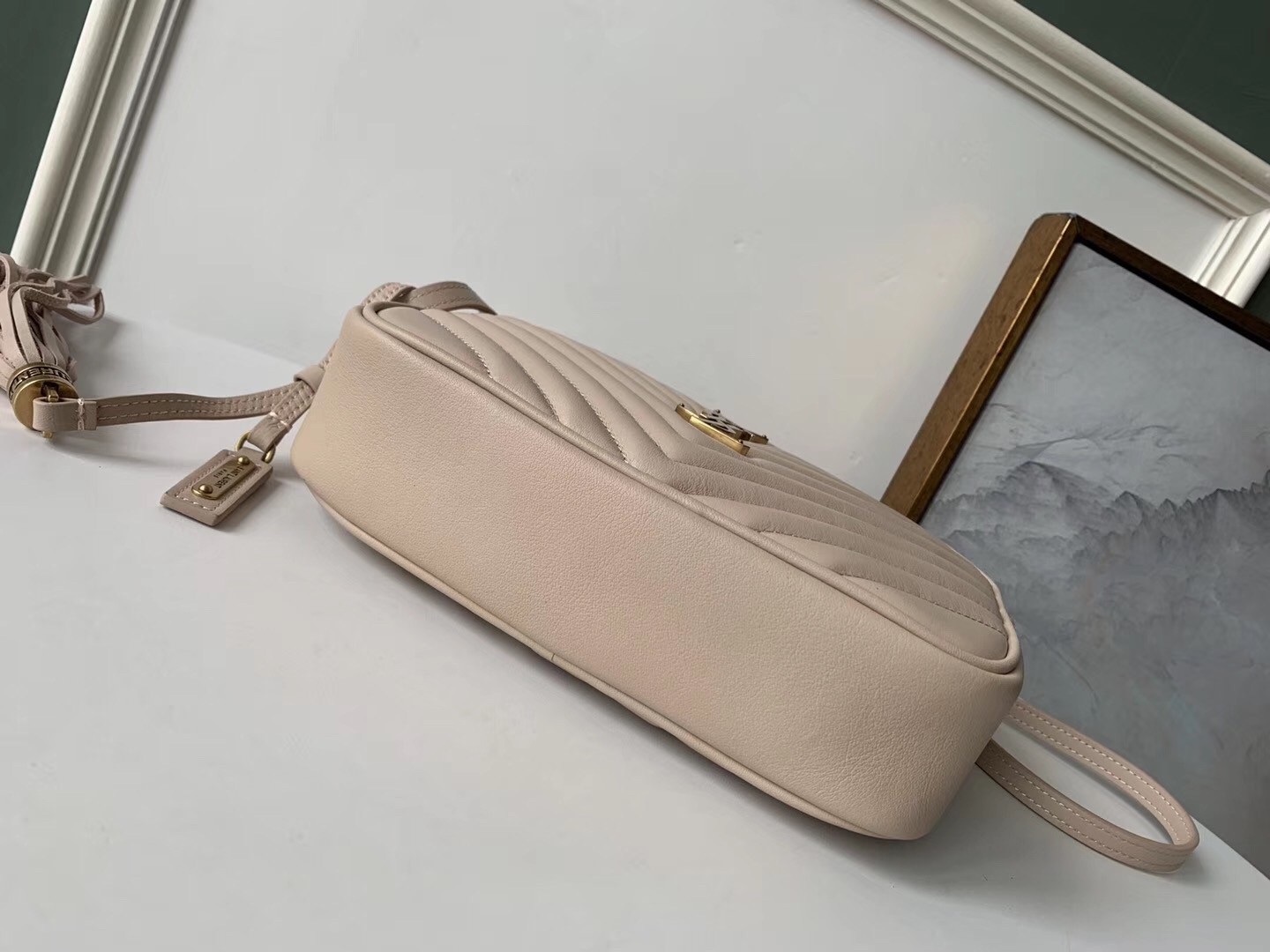 Sa**t Lau*nt lou camera bag in light pink leather