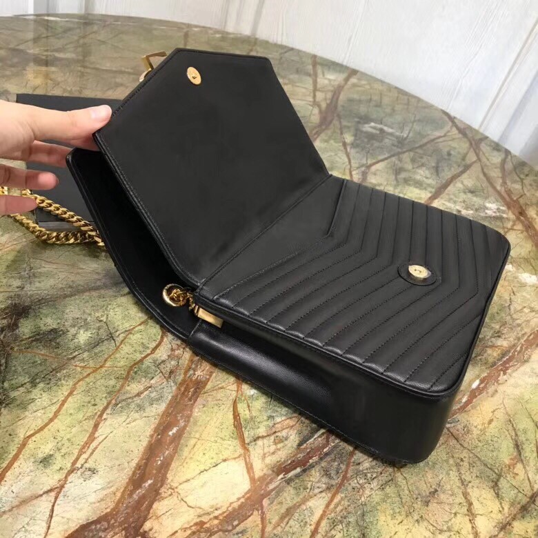Sa**t Lau*nt medium sulpice bag in black matelasse leather