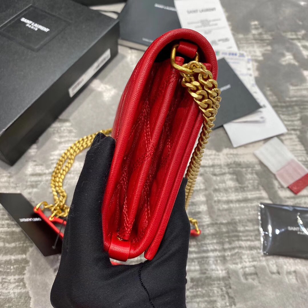 Sa**t Lau*nt woc becky chain wallet in red lambskin