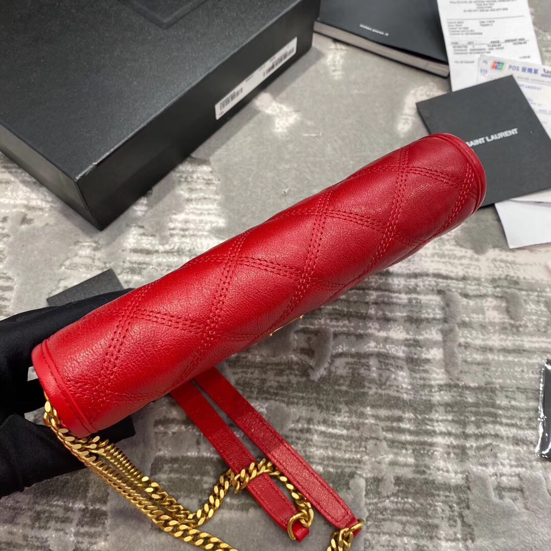 Sa**t Lau*nt woc becky chain wallet in red lambskin