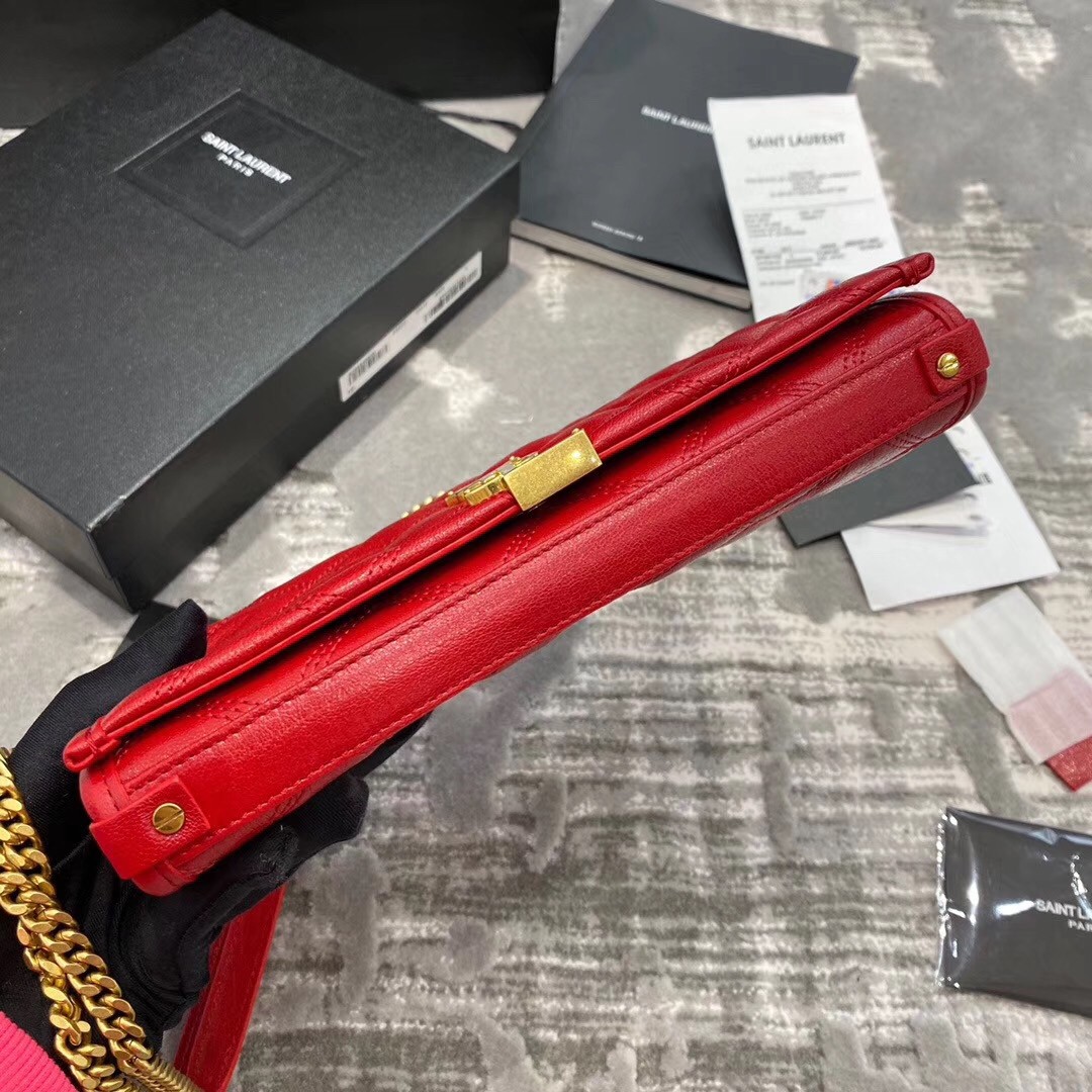 Sa**t Lau*nt woc becky chain wallet in red lambskin