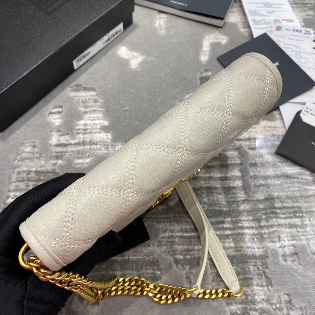 Sa**t Lau*nt woc becky chain wallet in white lambskin