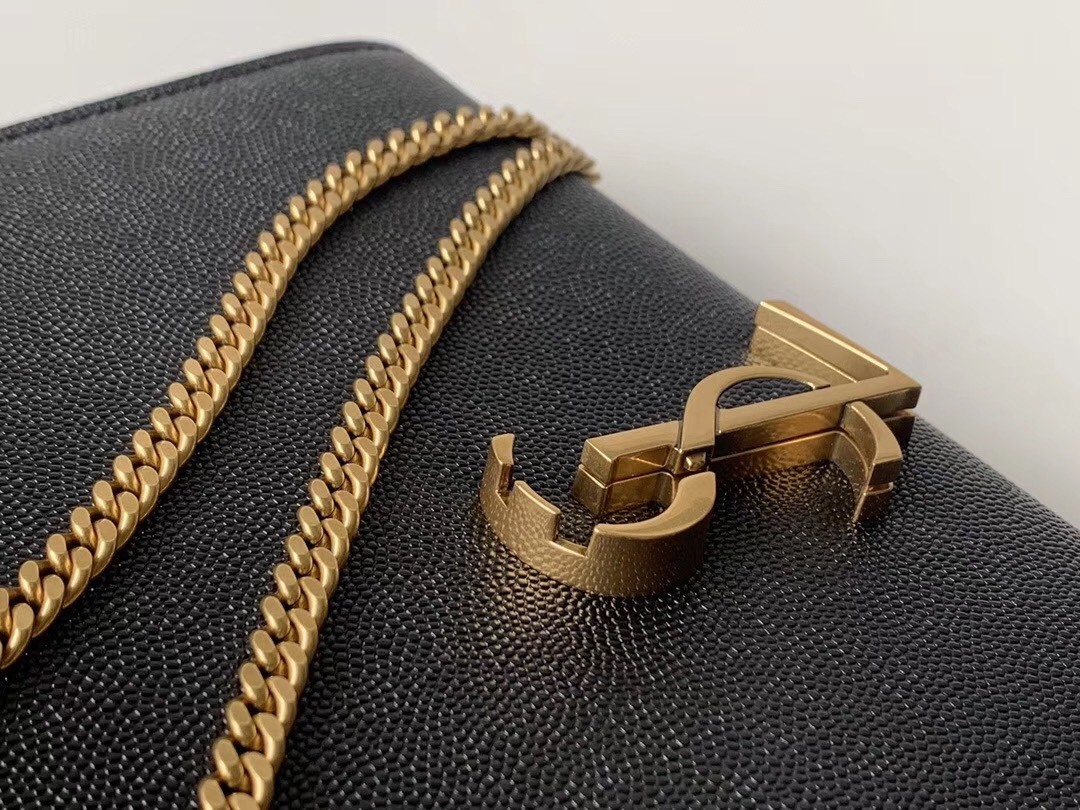 Sa**t Lau*nt woc cassandra chain wallet in black leather
