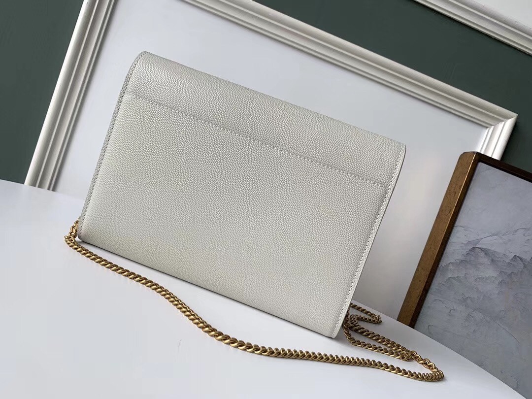Sa**t Lau*nt woc cassandra chain wallet in white leather