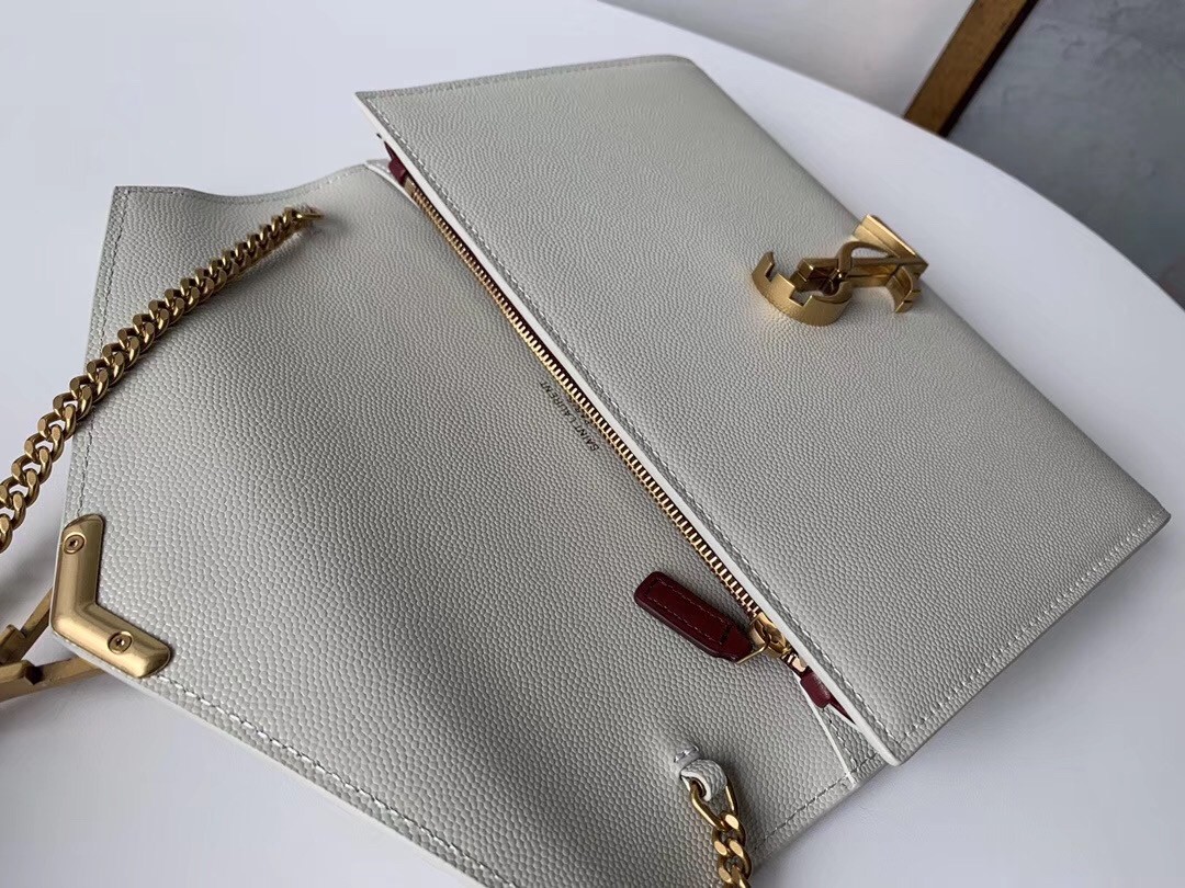 Sa**t Lau*nt woc cassandra chain wallet in white leather