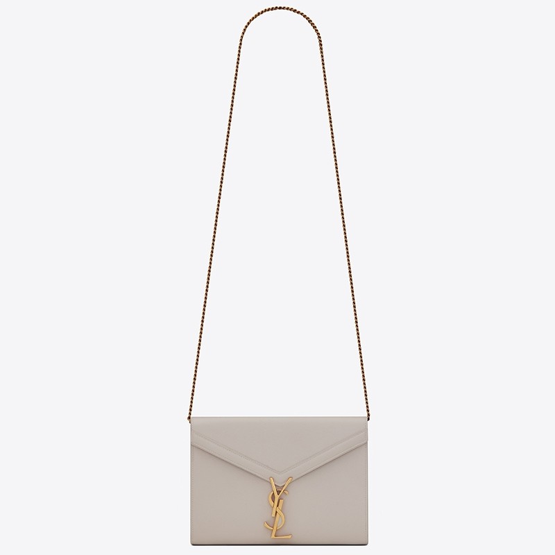 Sa**t Lau*nt woc cassandra chain wallet in white leather