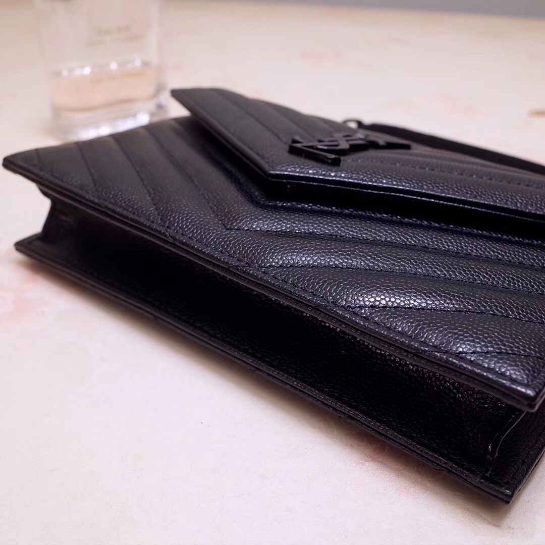 Sa**t Lau*nt woc envelope chain wallet all black