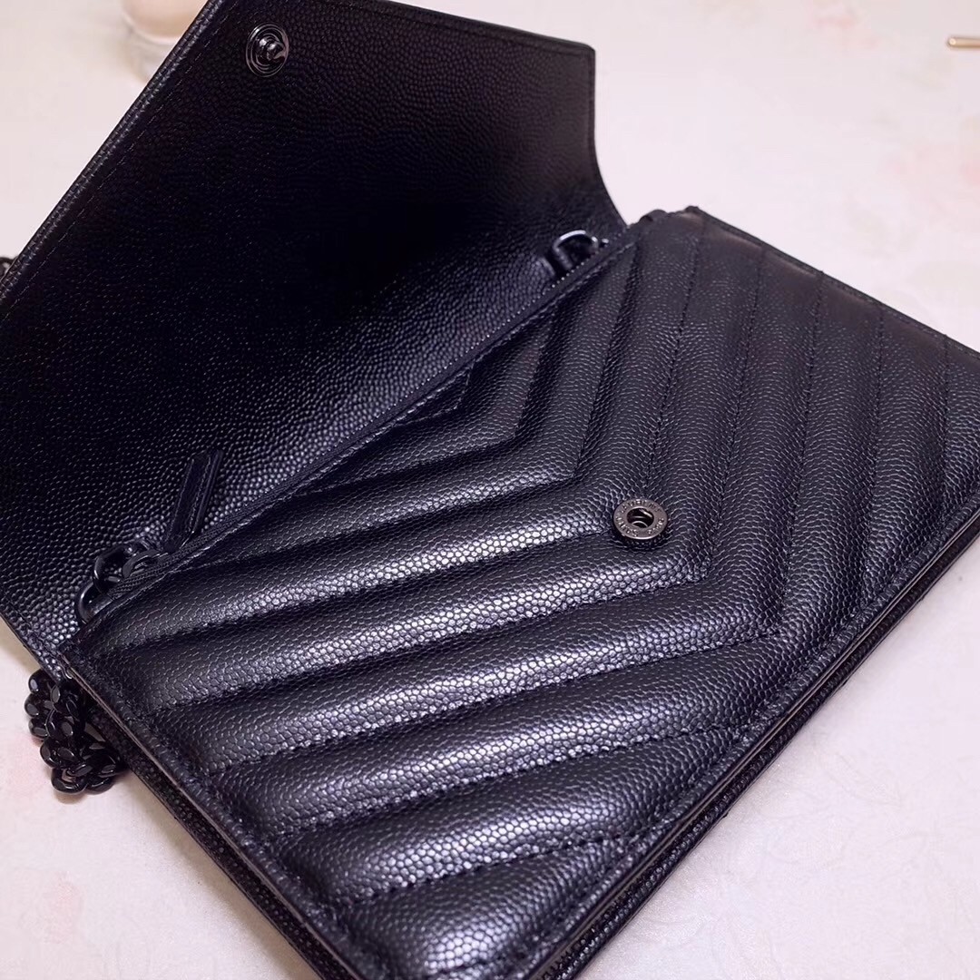 Sa**t Lau*nt woc envelope chain wallet all black