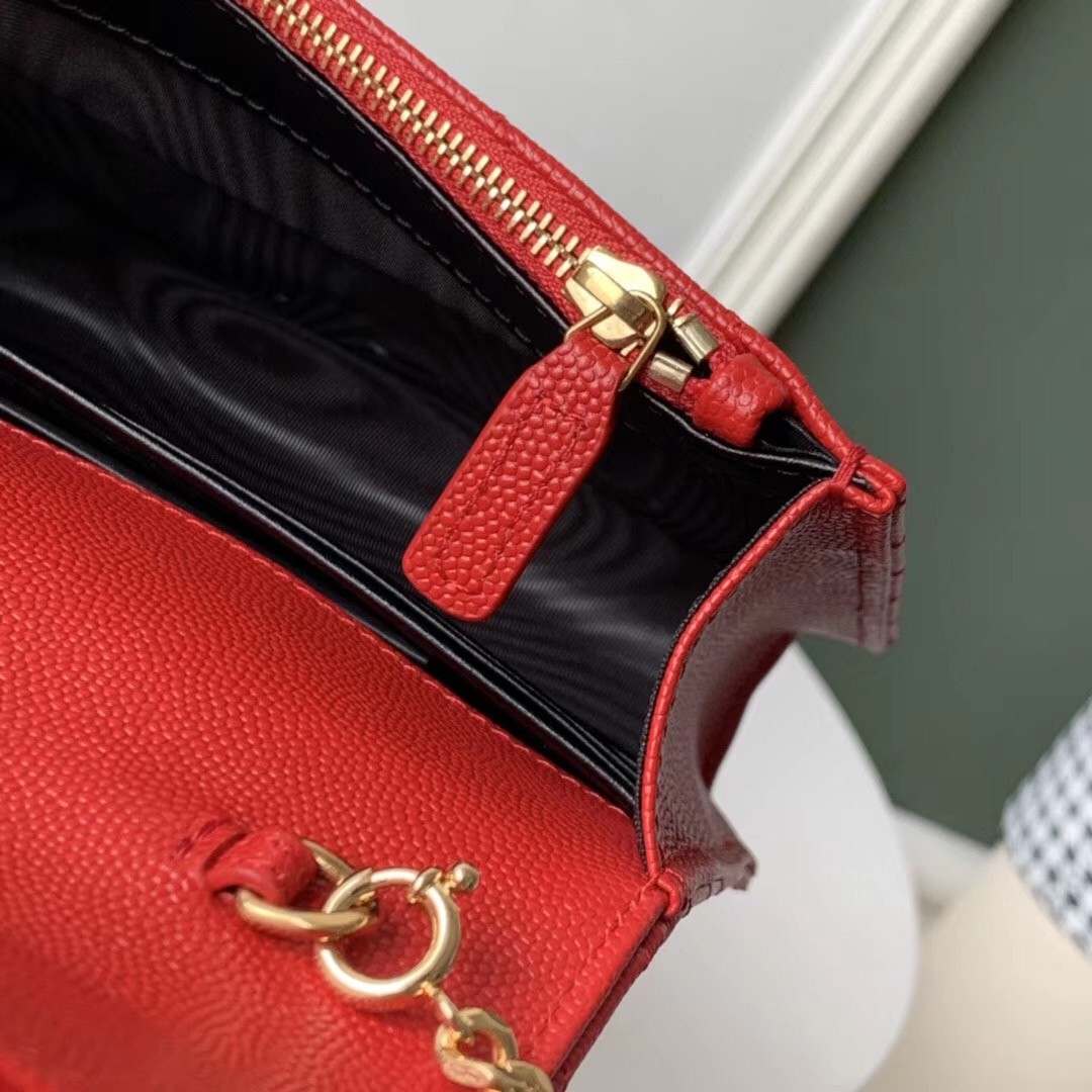 Sa**t Lau*nt woc envelope chain wallet in red leather