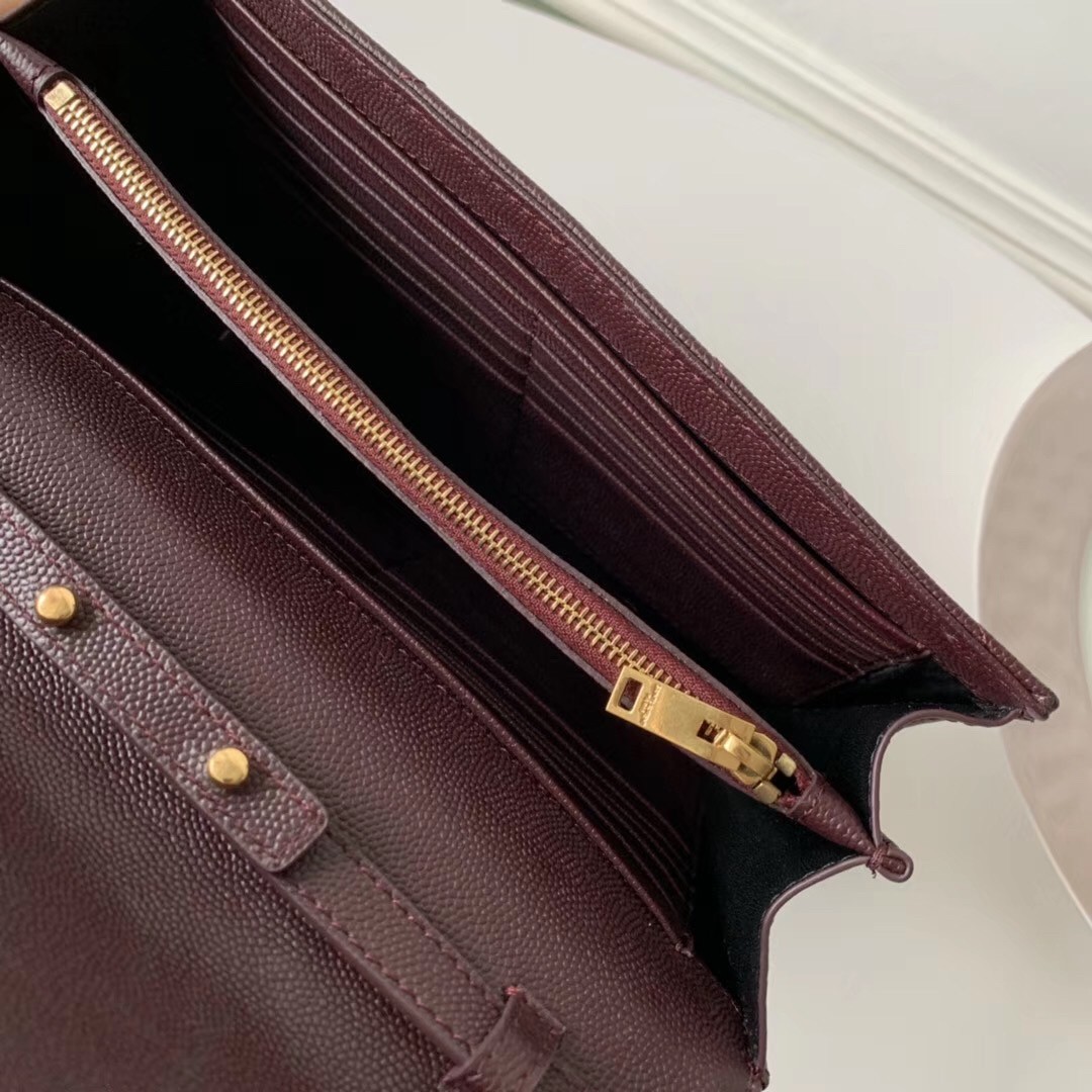 Sa**t Lau*nt woc monogram chain wallet in bordeaux leather